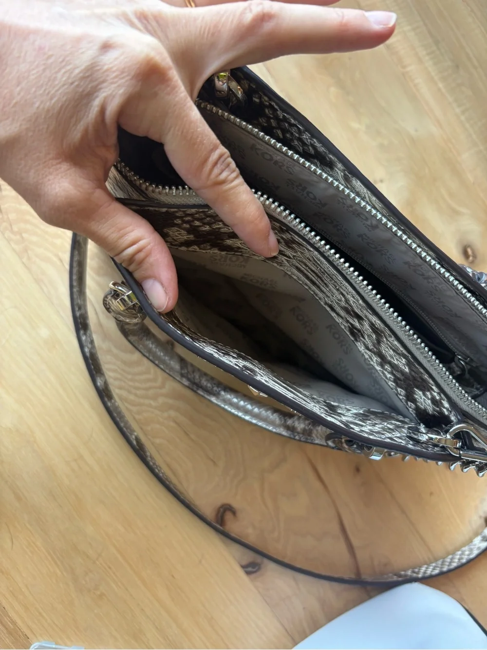Michael Kors Ellis Large Python-Embossed Leather Satchel Bag